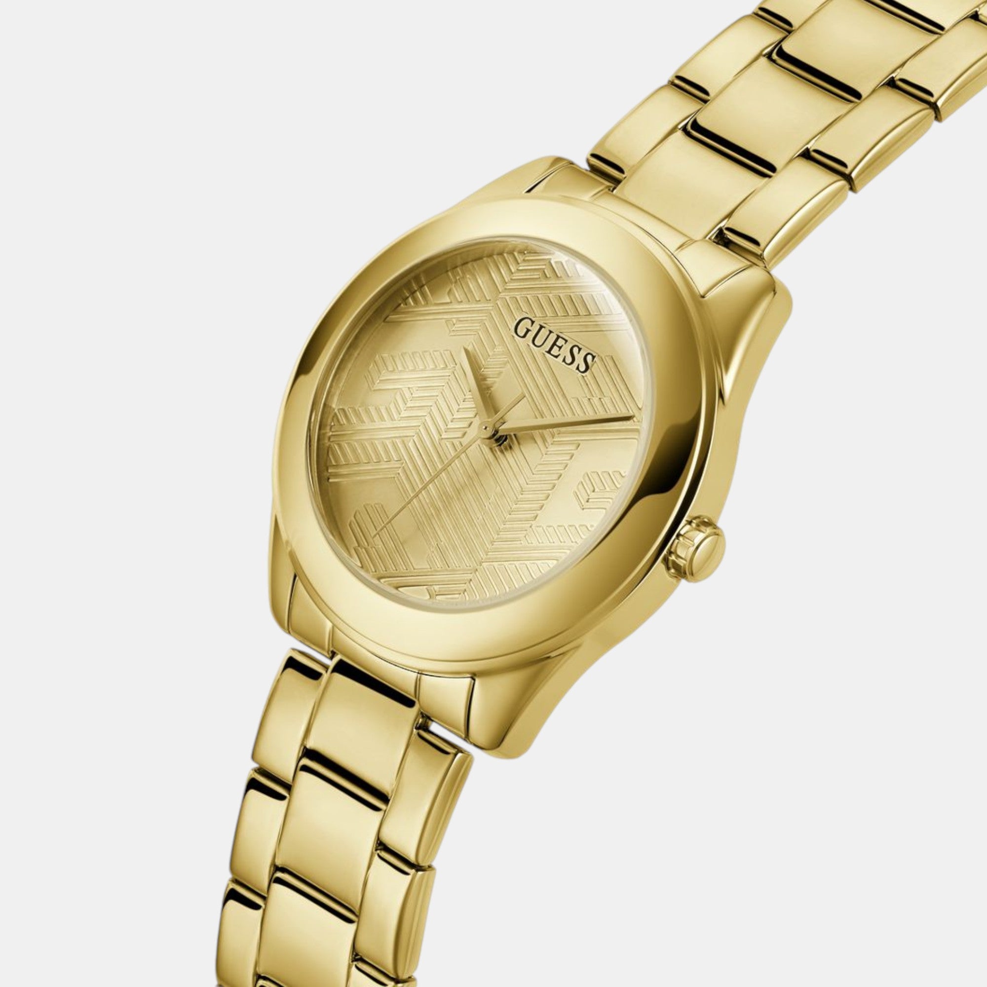 Guess Women Round Champagne watch