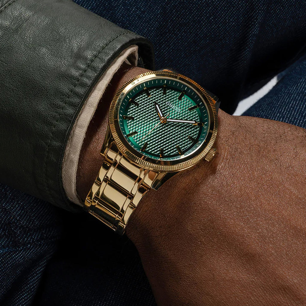 Guess Dress Men Quartz Green Dial Analog Stainless Steel Watch GW0626G2