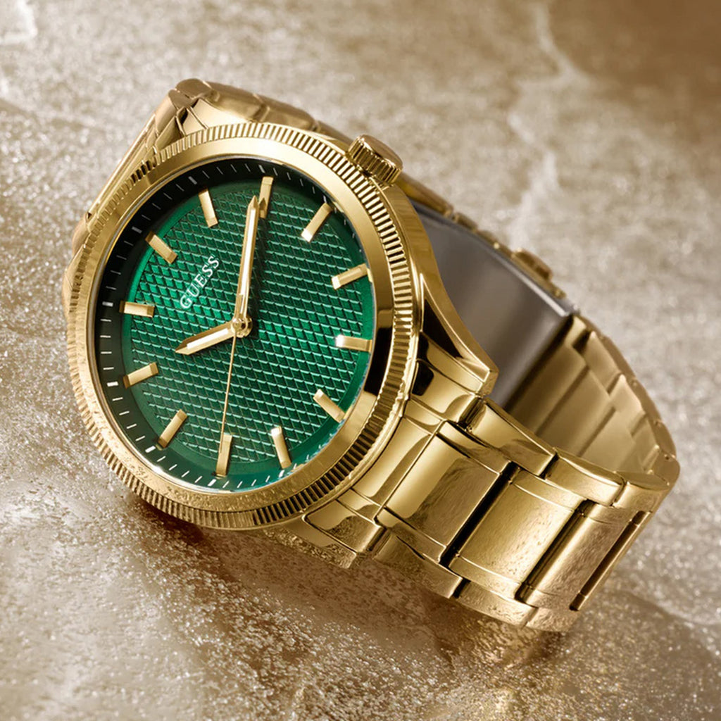Guess Dress Men Quartz Green Dial Analog Stainless Steel Watch GW0626G2