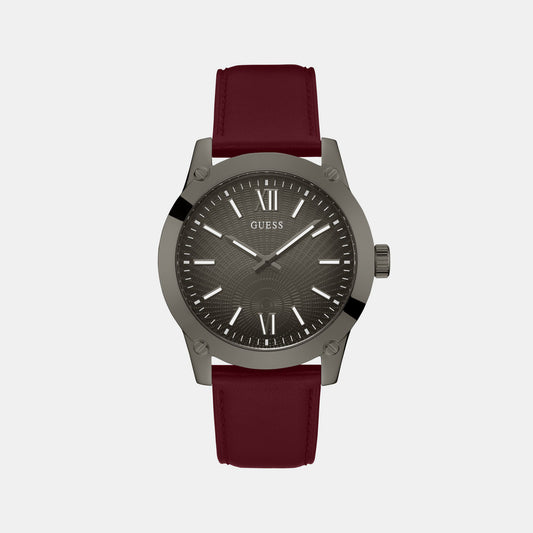 Male Gunmetal Analog Leather Watch GW0628G4