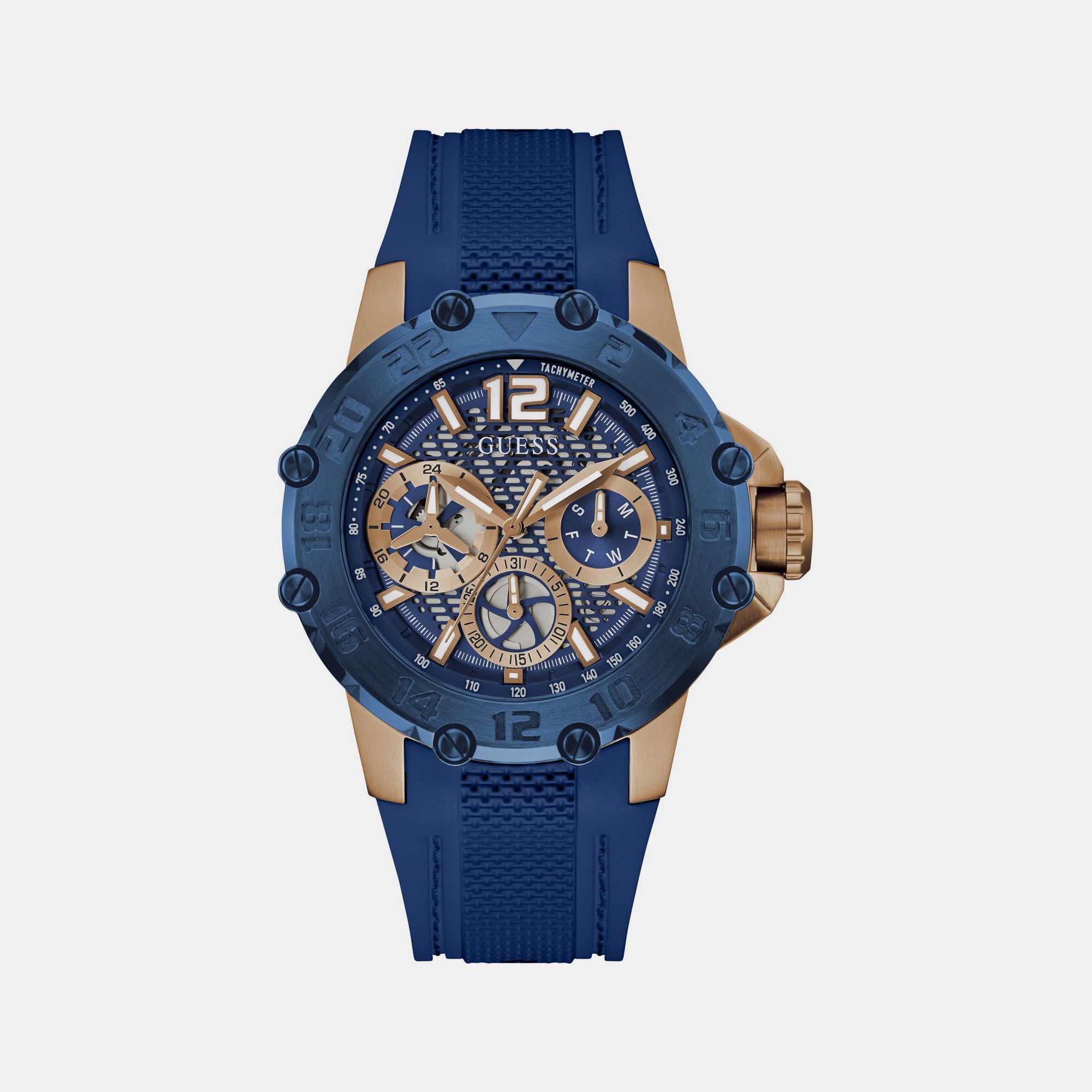 Guess Round Blue Chronograph watch