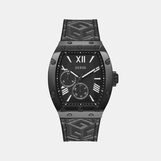 Male Black Chronograph Leather Watch GW0645G2