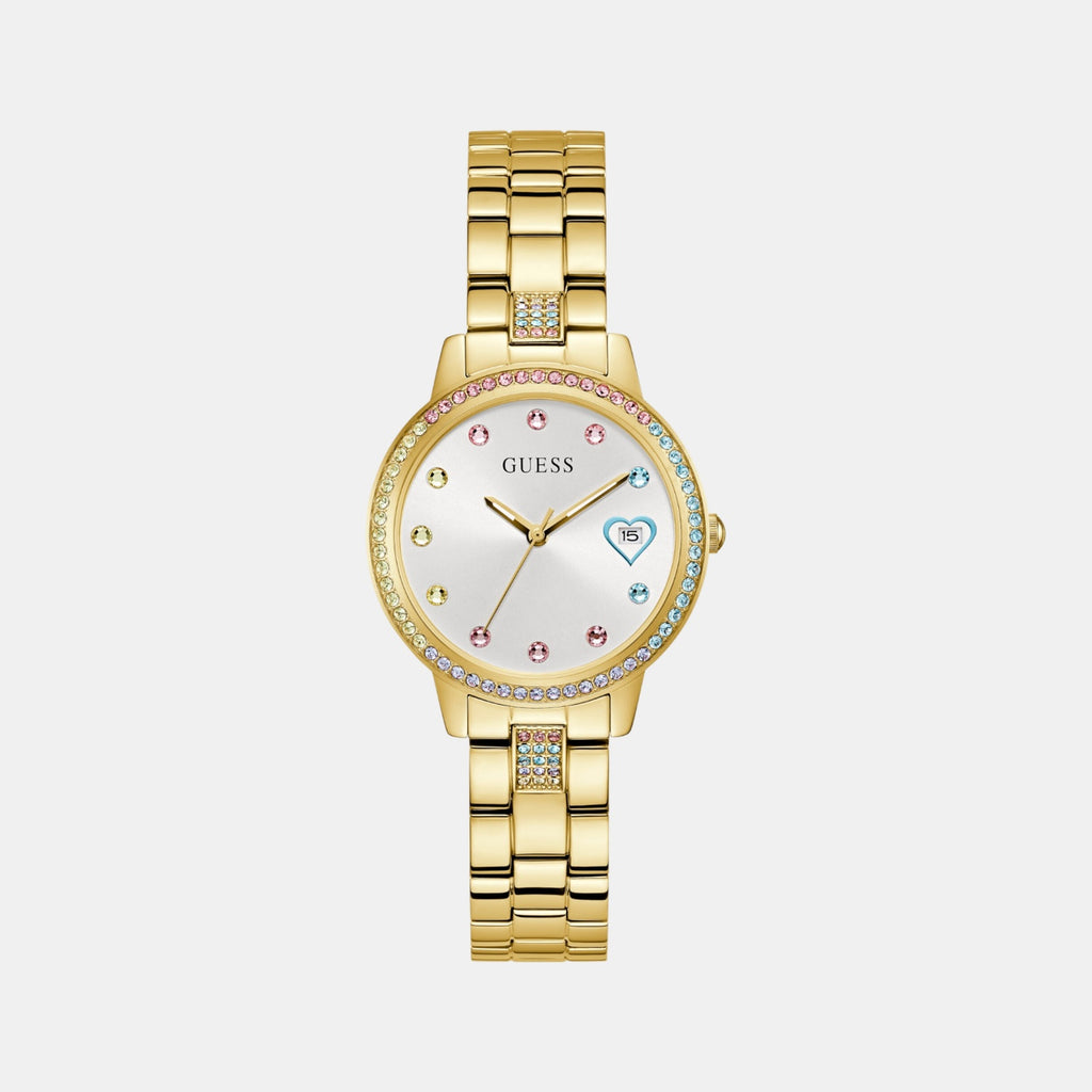 Three of hearts Women Quartz White Dial Analog Stainless Steel Watch GW0657L2