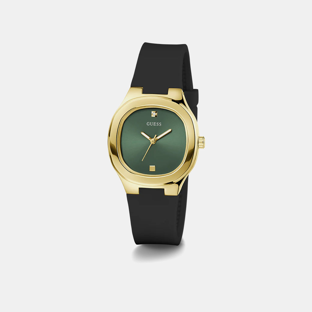 Women Quartz Green Dial Analog Silicone Watch GW0658L1