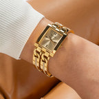 Bejeweled Women Quartz Champagne Dial Analog Stainless Steel Watch GW0668L2