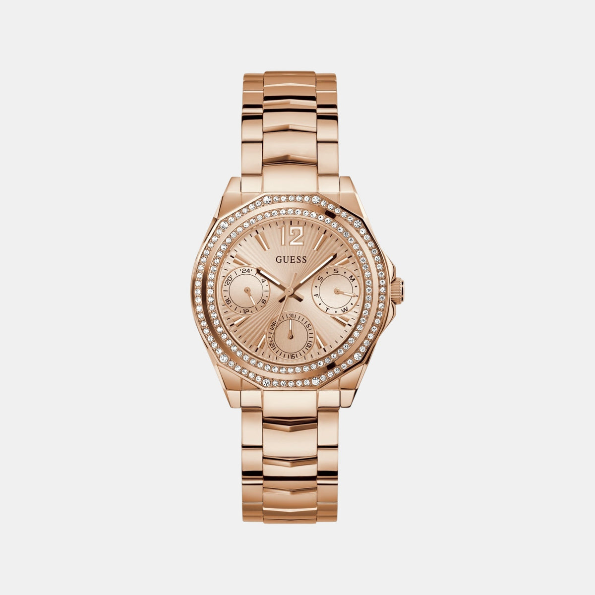 Gd Ritzy Women Quartz Rose Gold Dial Multi-Function Stainless Steel Watch Gw0685L3