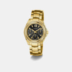 Women Quartz Black Dial Multi-Function Stainless Steel Watch GW0685L4