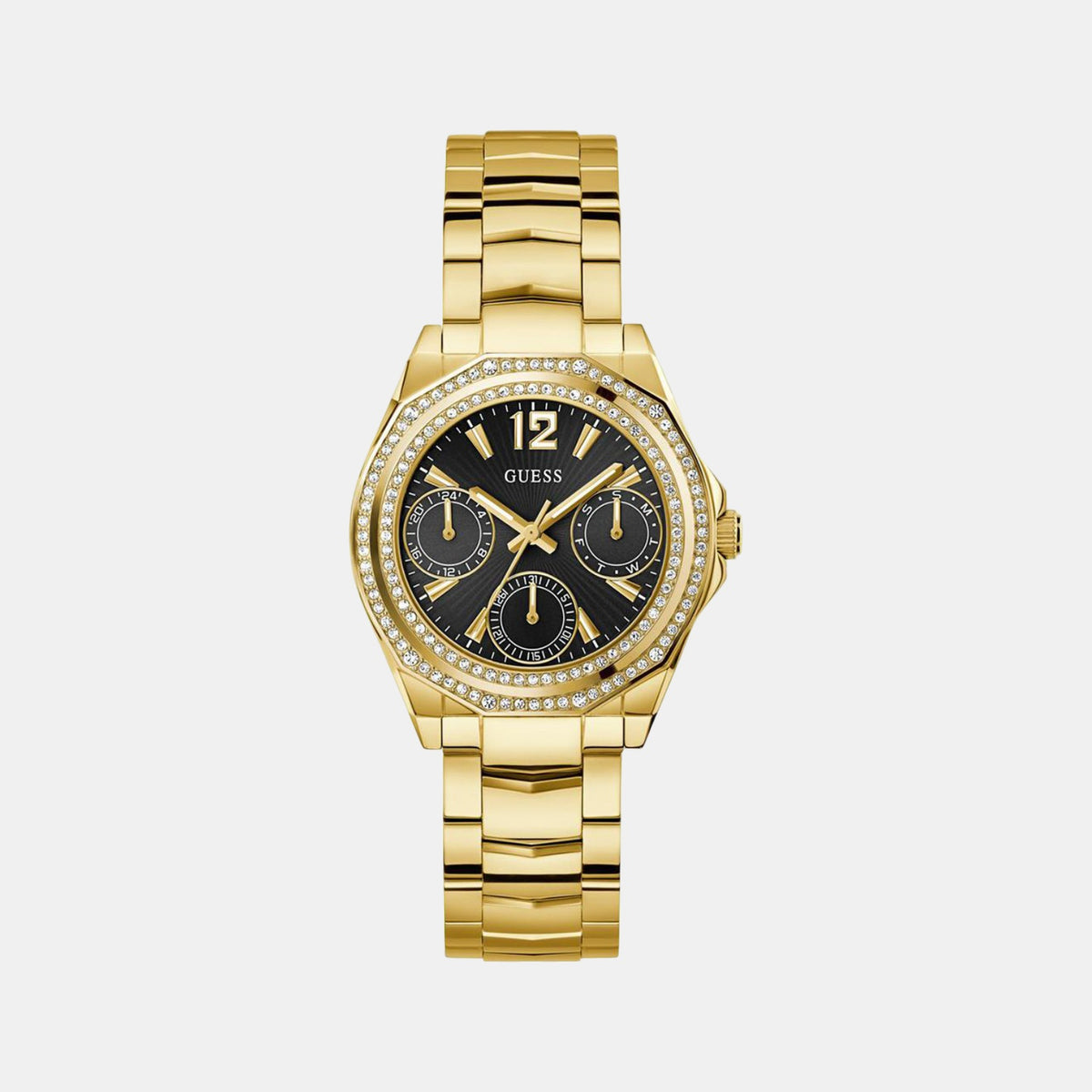 Gd Ritzy Women Quartz Black Dial Multi-Function Stainless Steel Watch Gw0685L4