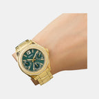Ritzy Women Quartz Green Dial Multi-Function Recycled Steel Watch GW0685L5