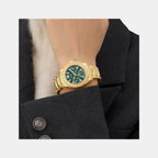 Ritzy Women Quartz Green Dial Multi-Function Recycled Steel Watch GW0685L5