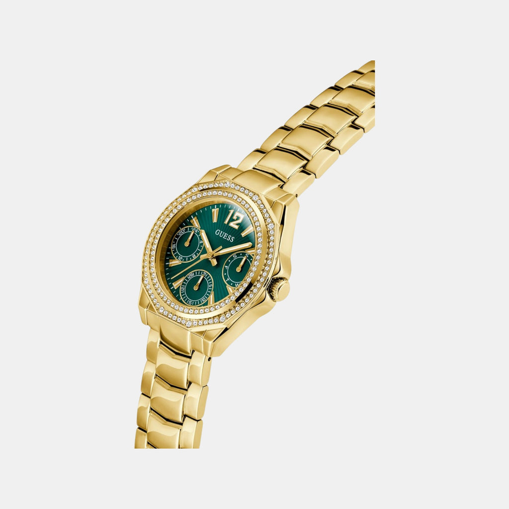 Ritzy Women Quartz Green Dial Multi-Function Recycled Steel Watch GW0685L5