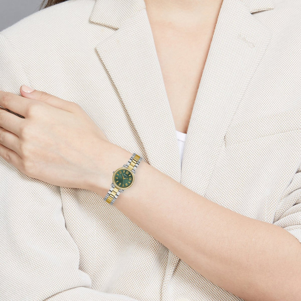 Fawn Women Quartz Green Dial Analog Stainless Steel Watch GW0686L2