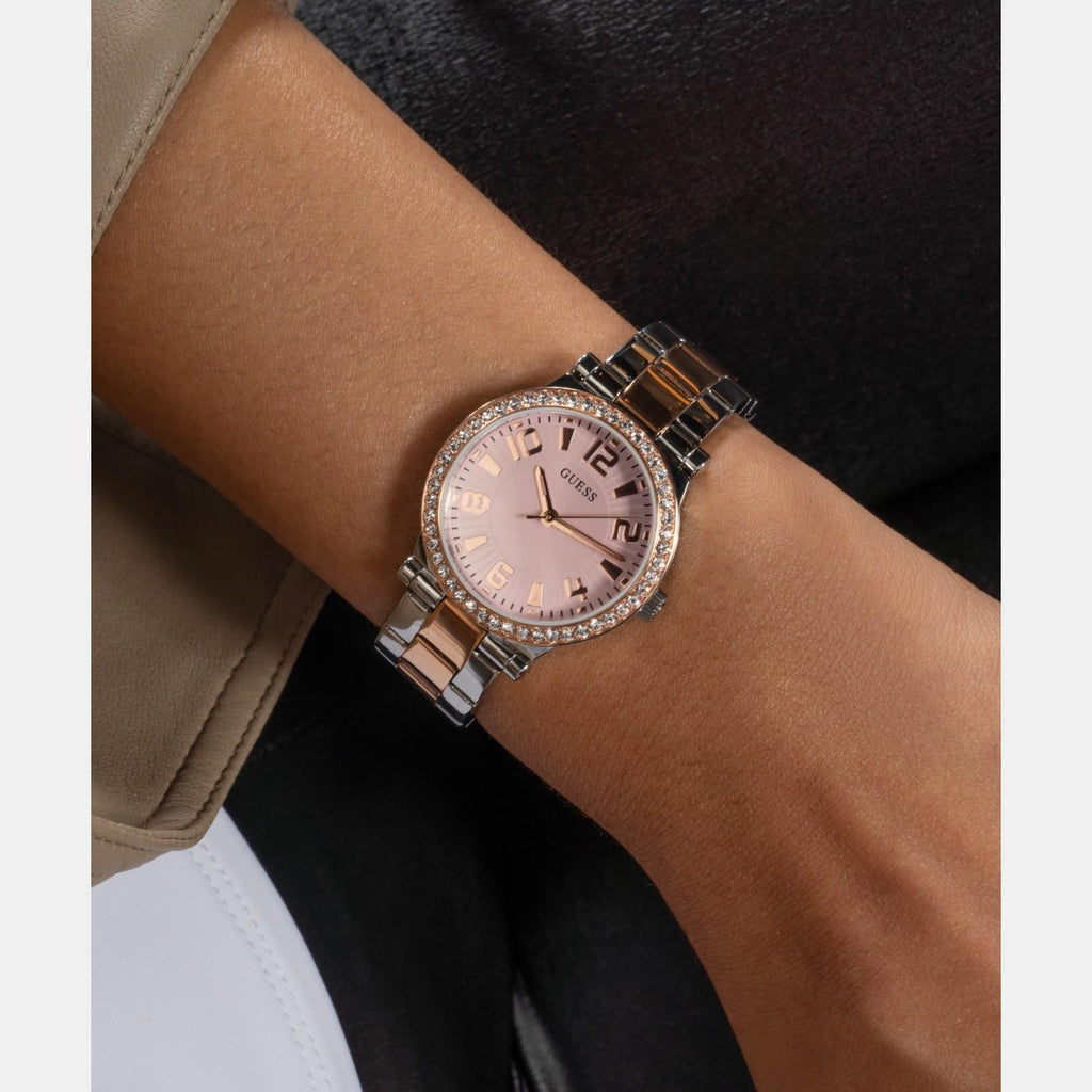 Dress Women Quartz Pink Dial Analog Stainless Steel Watch GW0686L4