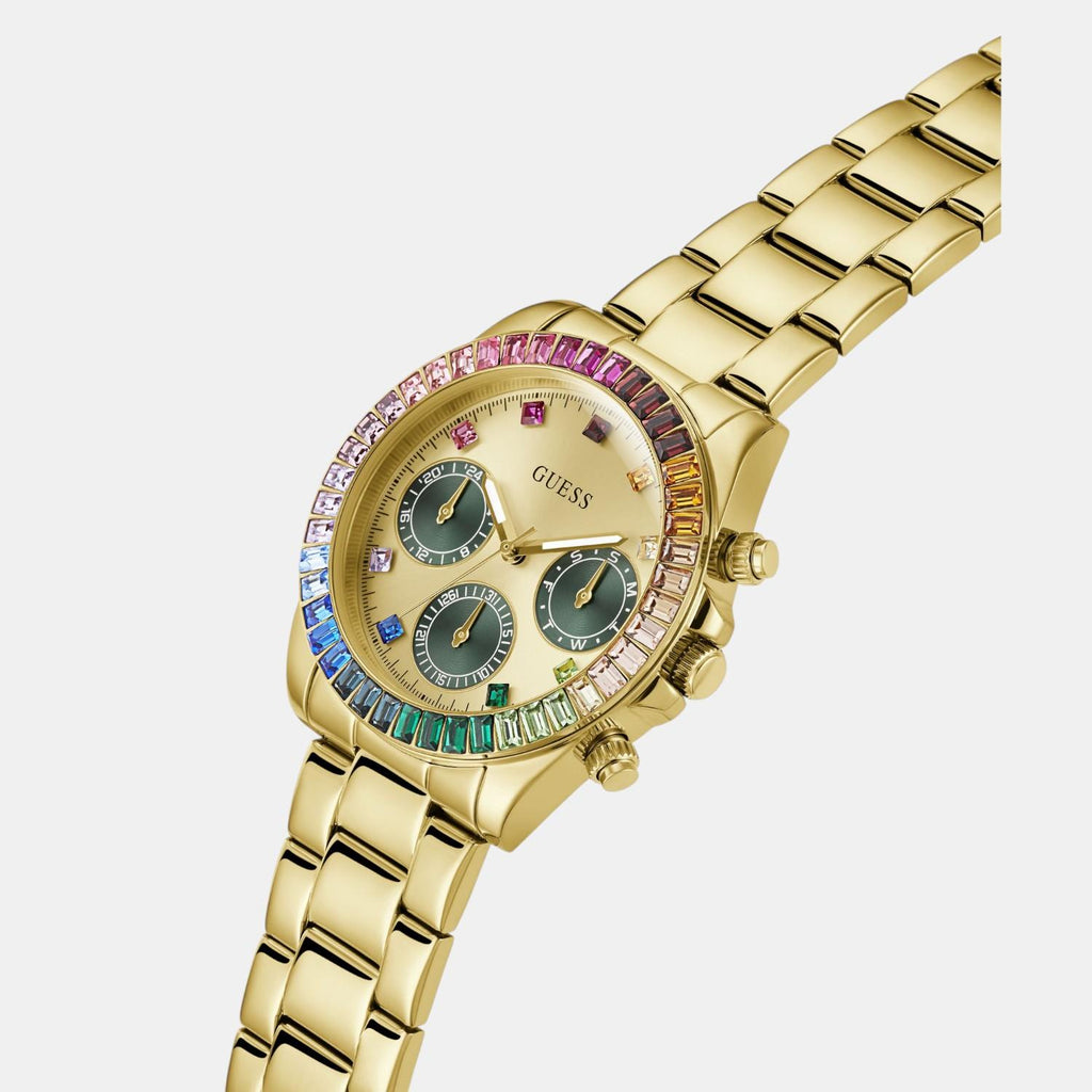 Trend Women Quartz Champagne Dial Multi-Function Stainless Steel Watch GW0690L4