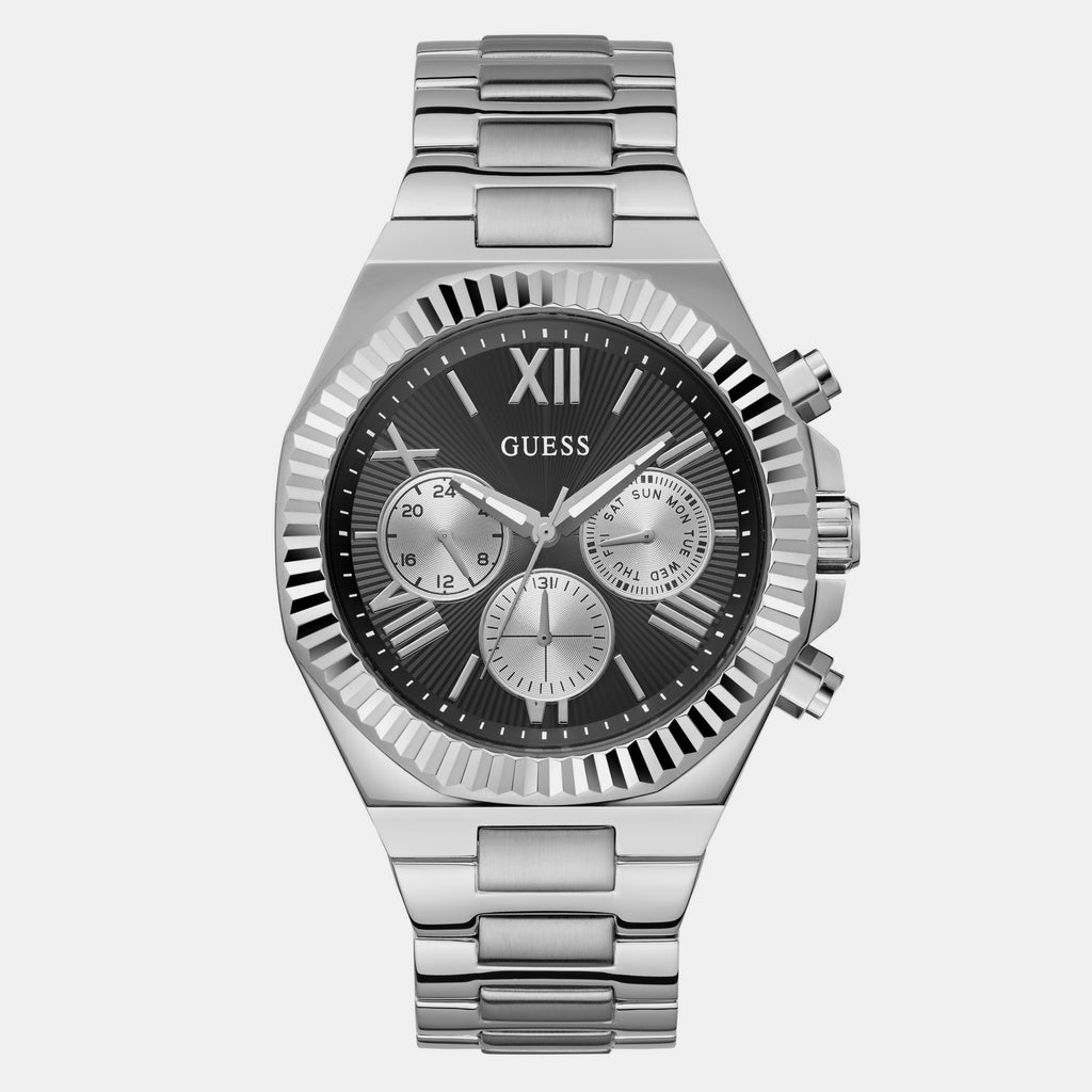 Dress Men Quartz Black Dial Multi-Function Stainless Steel Watch GW0703G1