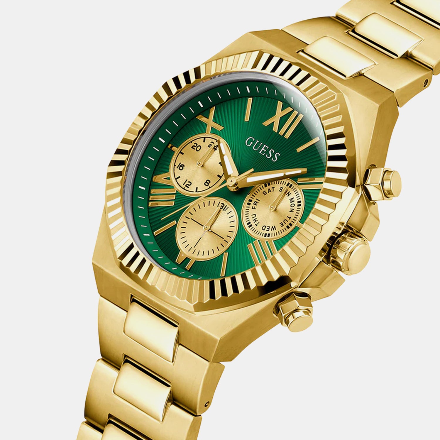 Men Quartz Green Dial Multi-Function Stainless Steel Watch GW0703G2