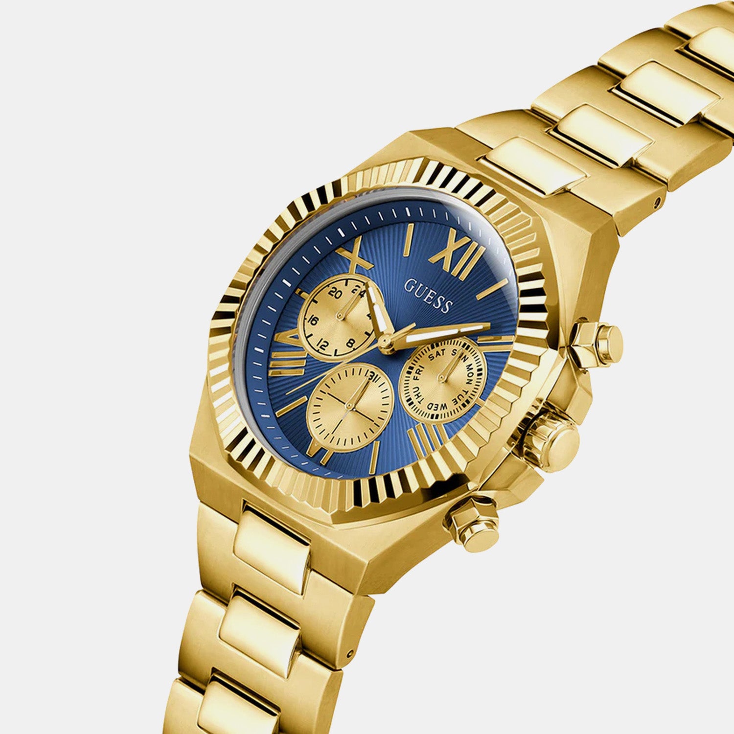 Men Quartz Blue Dial Analog Stainless Steel Watch GW0703G6