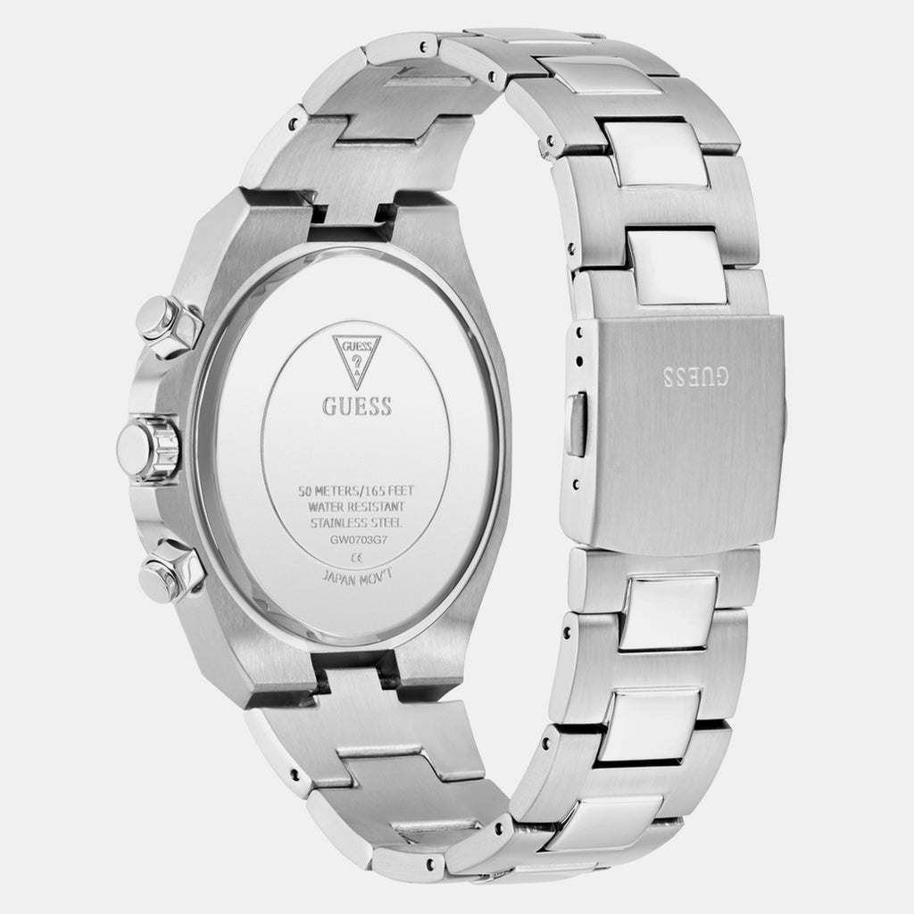 Men Quartz Red Dial Multi-Function Stainless Steel Watch GW0703G7