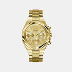 Dress Men Quartz Gold Dial Chronograph Stainless Steel Watch GW0703G9
