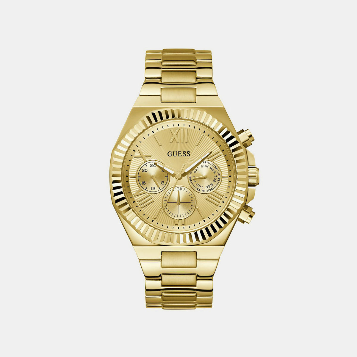 Dress Men Quartz Gold Dial Chronograph Stainless Steel Watch GW0703G9