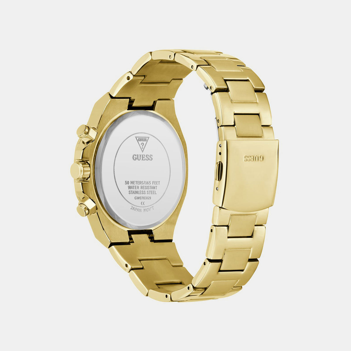 Dress Men Quartz Gold Dial Chronograph Stainless Steel Watch GW0703G9