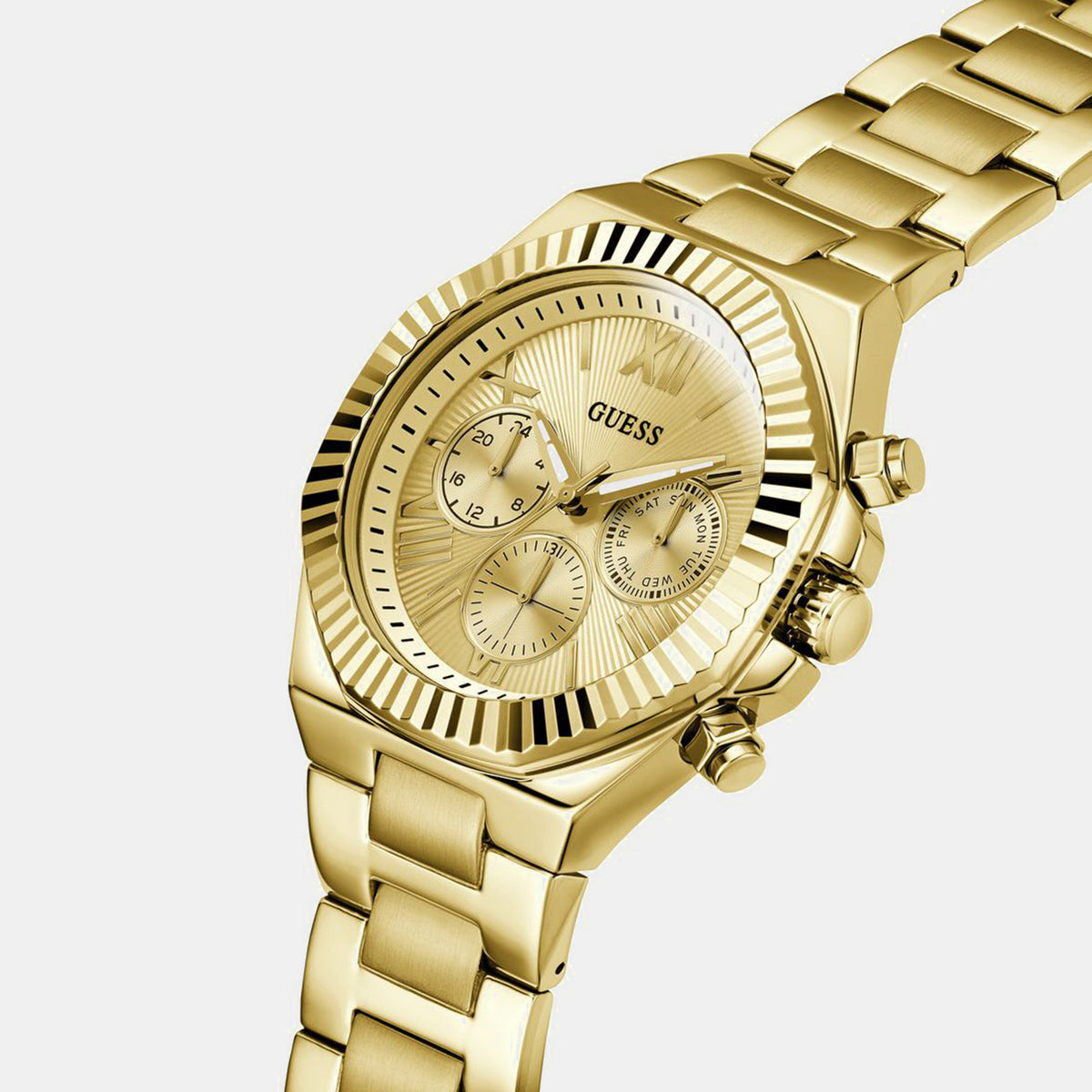Dress Men Quartz Gold Dial Chronograph Stainless Steel Watch GW0703G9