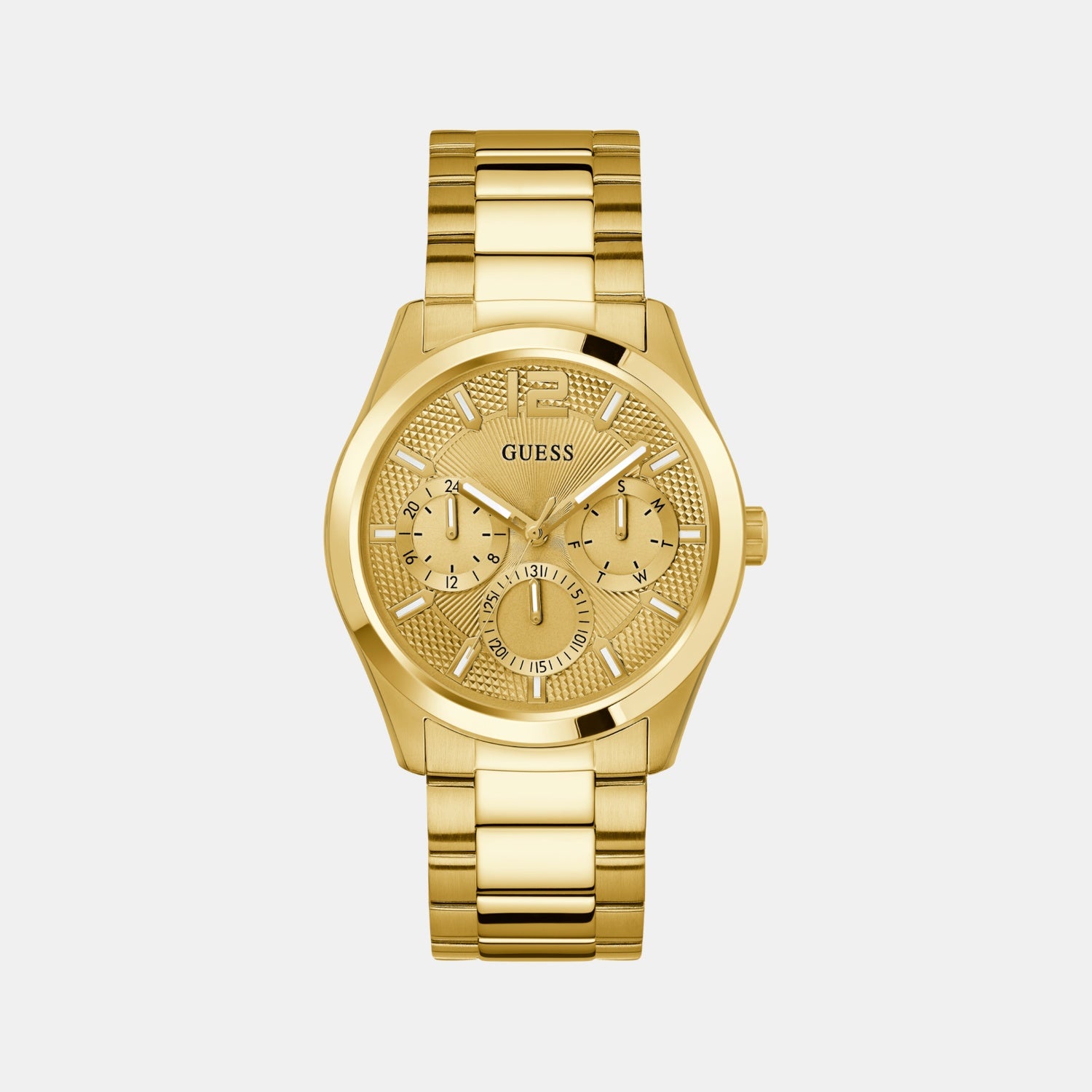 Dress Men Quartz Champagne Dial Multi-Function Stainless Steel Watch GW0707G3