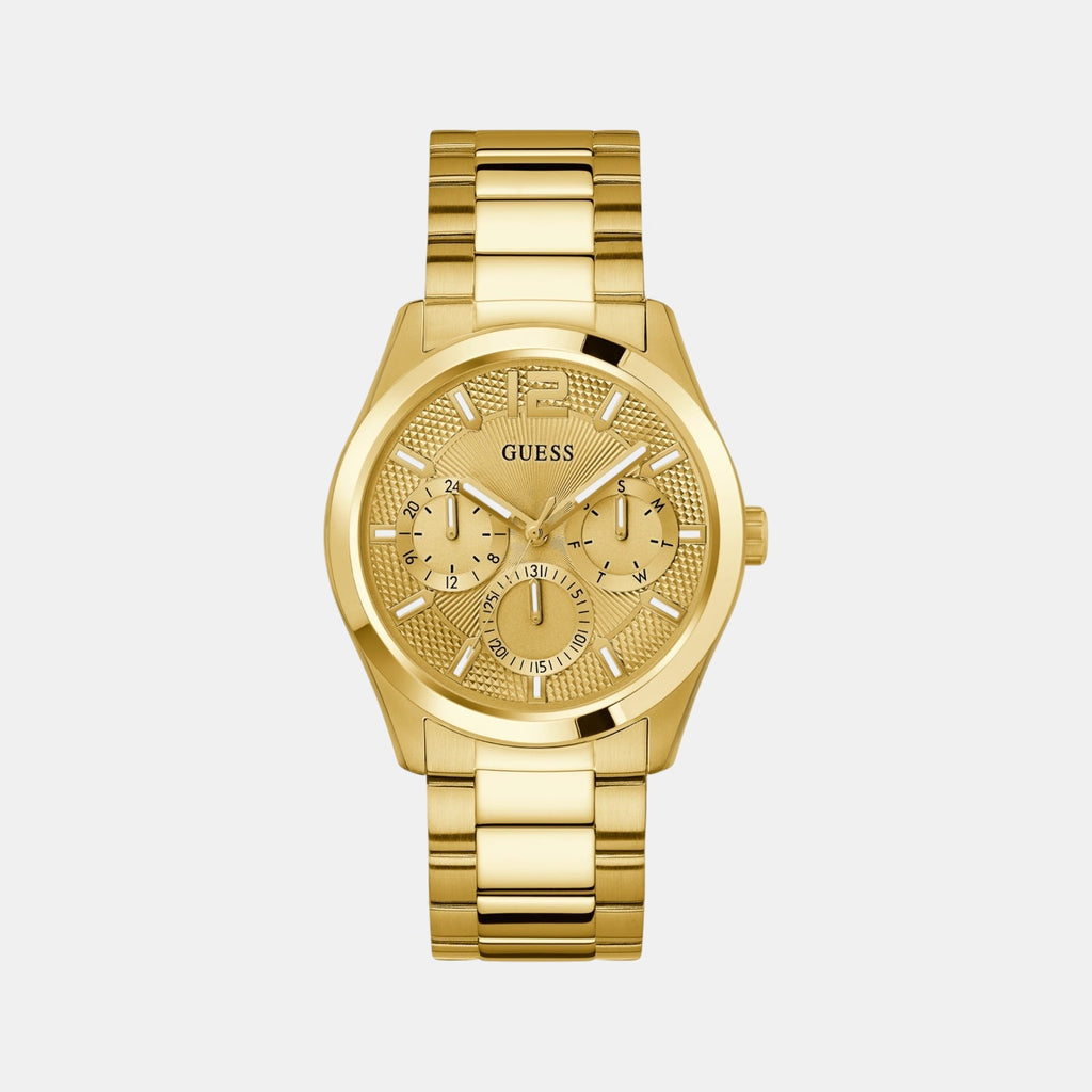 Dress Men Quartz Champagne Dial Multi-Function Stainless Steel Watch GW0707G3