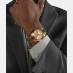 Dress Men Quartz Champagne Dial Multi-Function Stainless Steel Watch GW0707G3