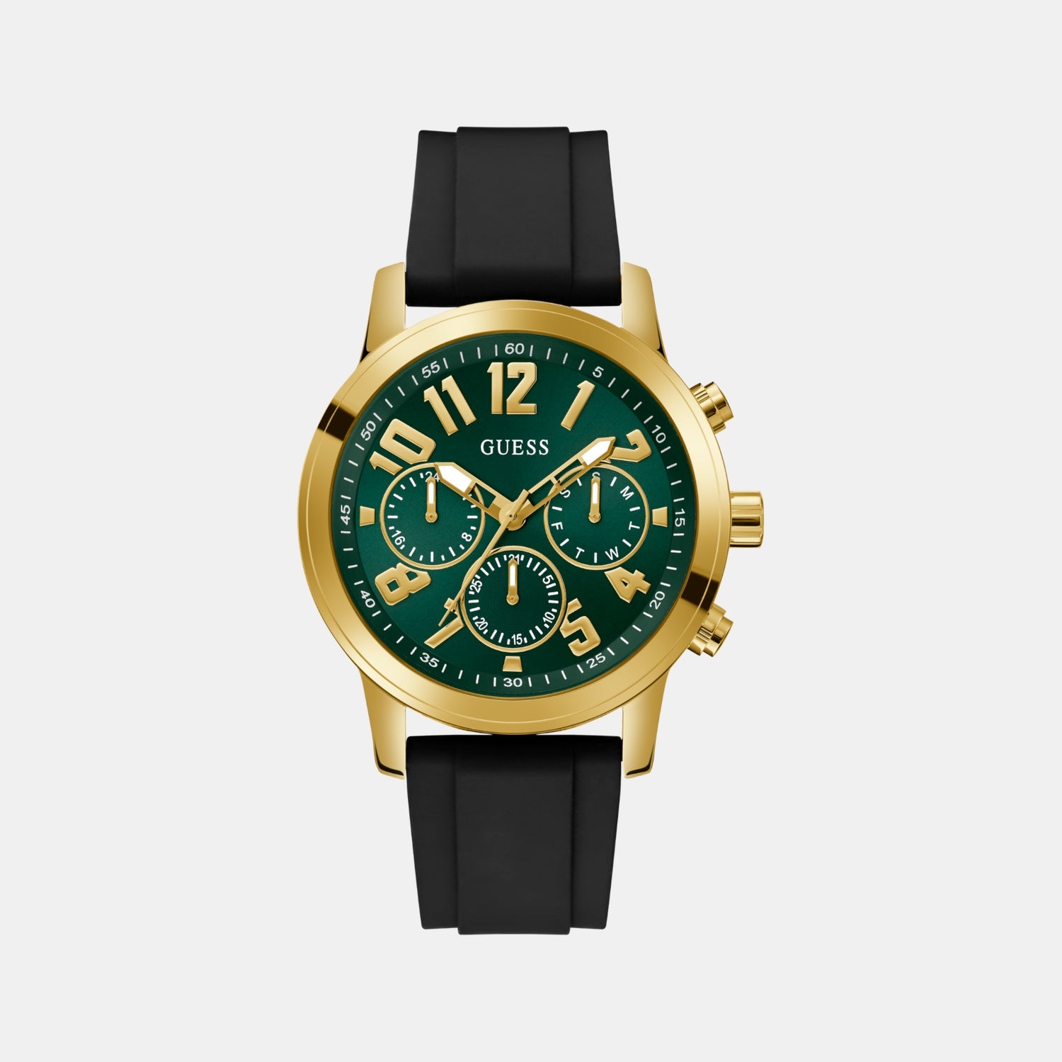 Sport Men Quartz Green Dial Multi-Function Silicone Watch GW0708G2