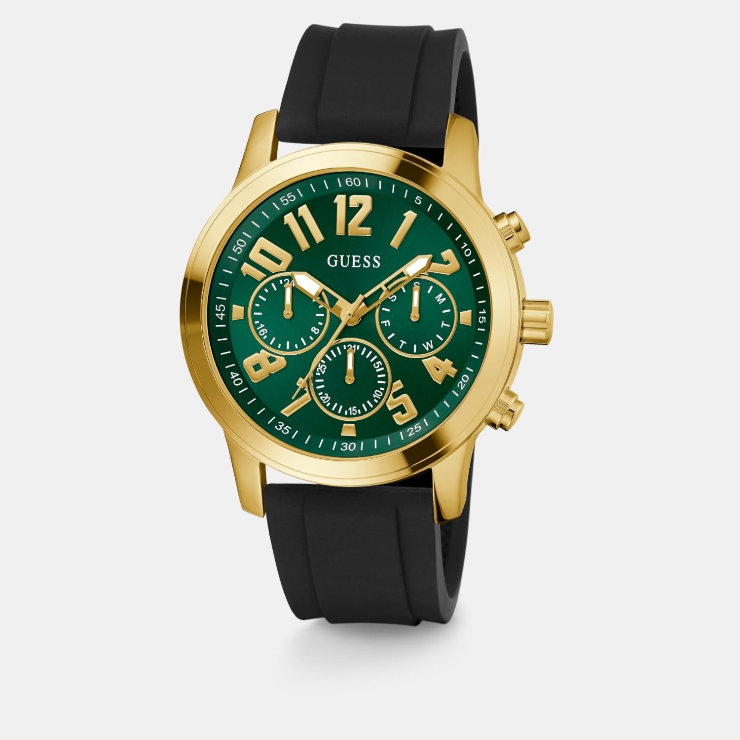 Sport Men Quartz Green Dial Multi-Function Silicone Watch GW0708G2
