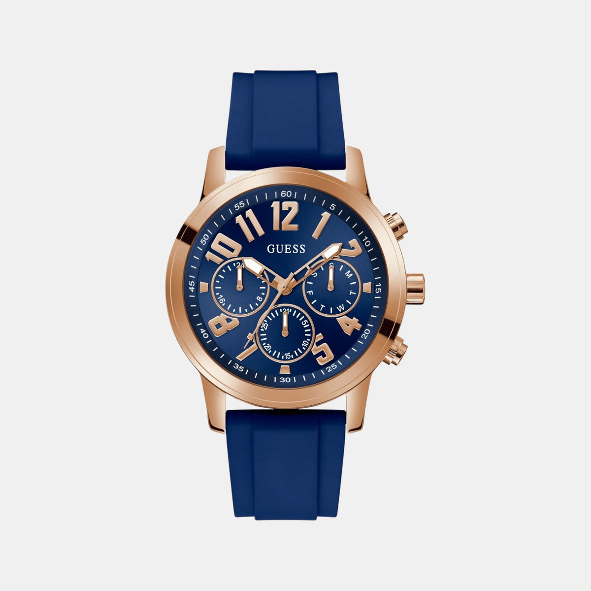 Gd Parker Men Quartz Blue Dial Multi-Function Silicone Watch Gw0708G3