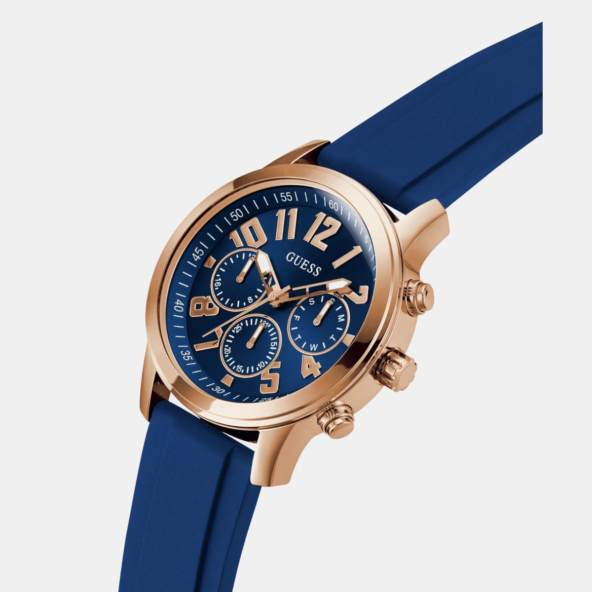 Gd Parker Men Quartz Blue Dial Multi-Function Silicone Watch Gw0708G3