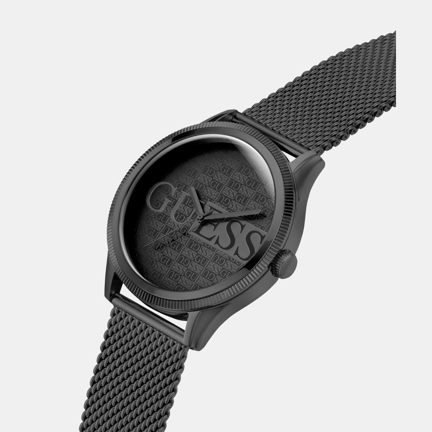 Trend Men Quartz Black Dial Analog Mesh Watch GW0710G3