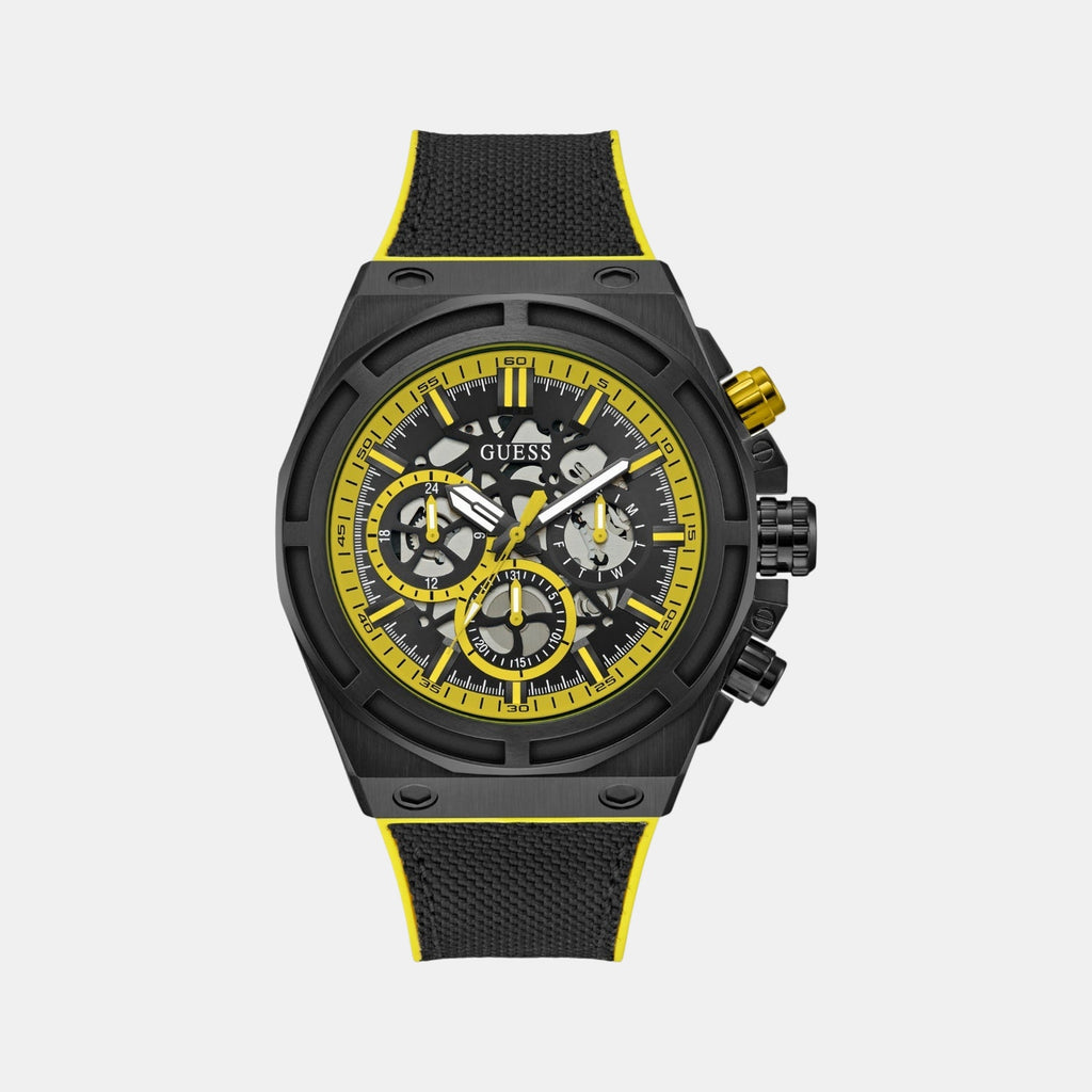 Sport Men Quartz Black Dial Multi-Function Silicone Watch GW0713G2