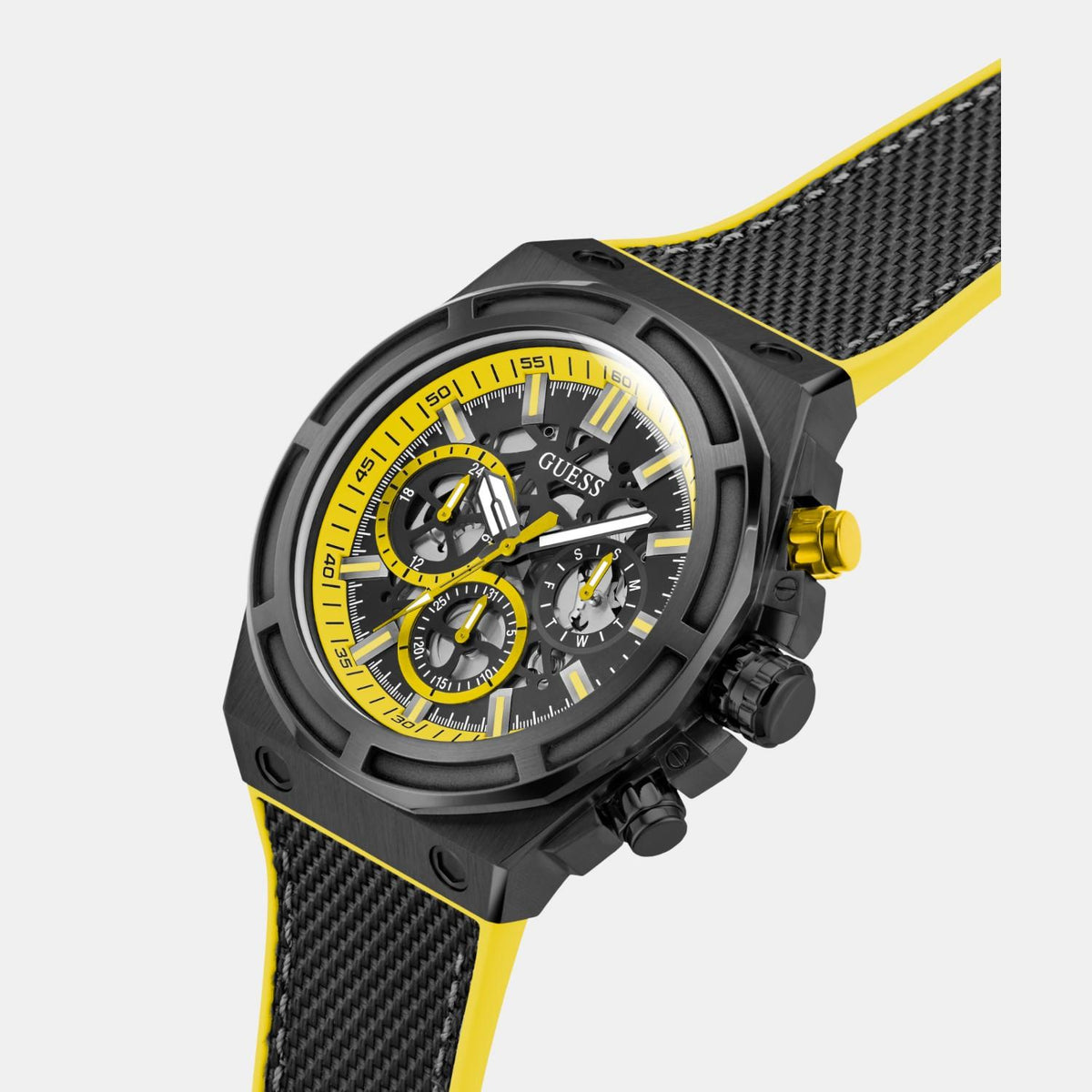 Sport Men Quartz Black Dial Multi-Function Silicone Watch GW0713G2