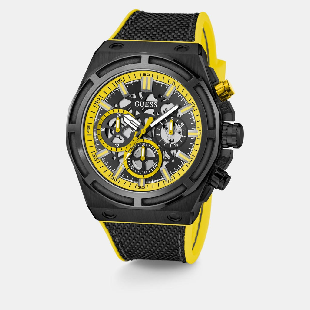 Sport Men Quartz Black Dial Multi-Function Silicone Watch GW0713G2