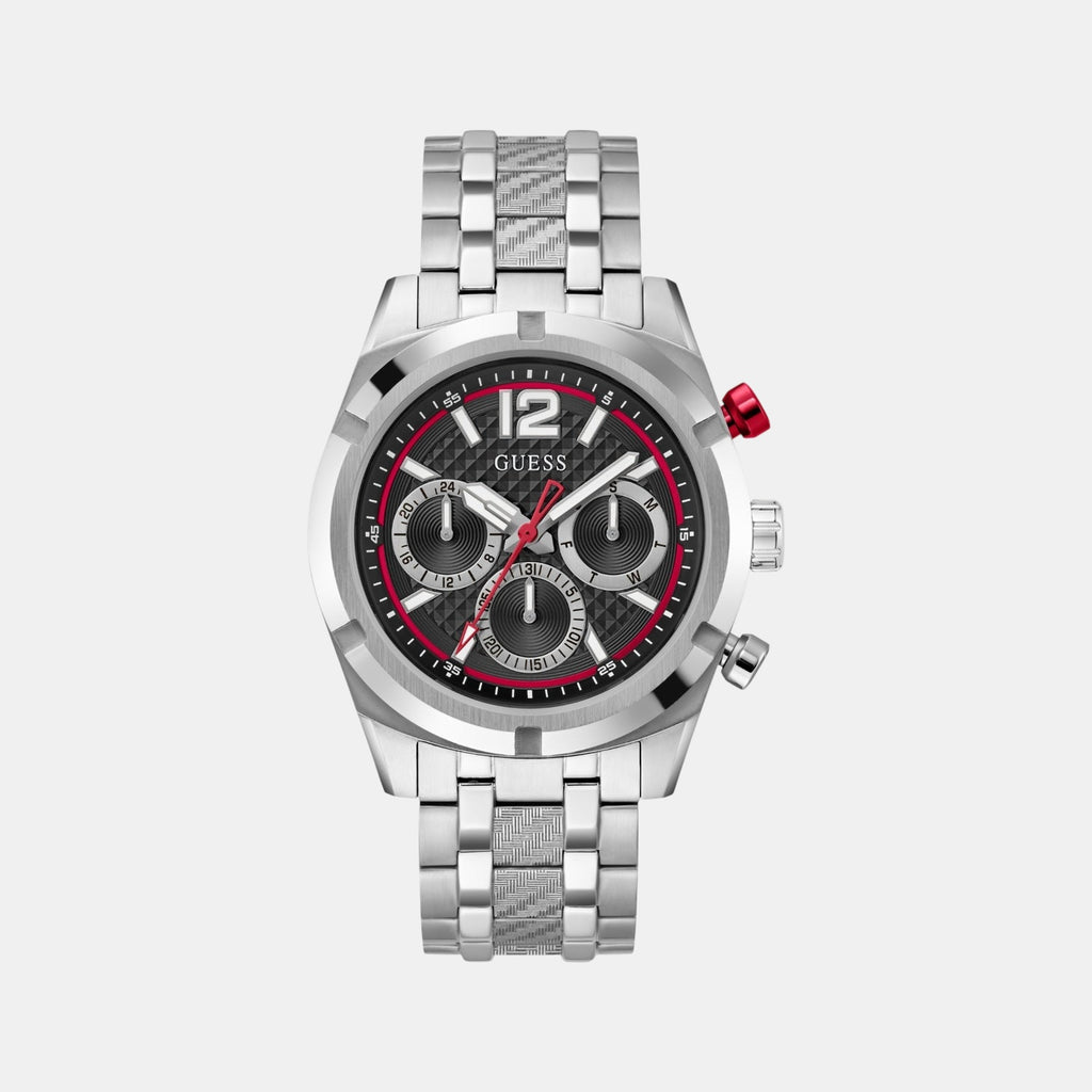 Sport Men Quartz Black Dial Multi-Function Stainless Steel Watch GW0714G1