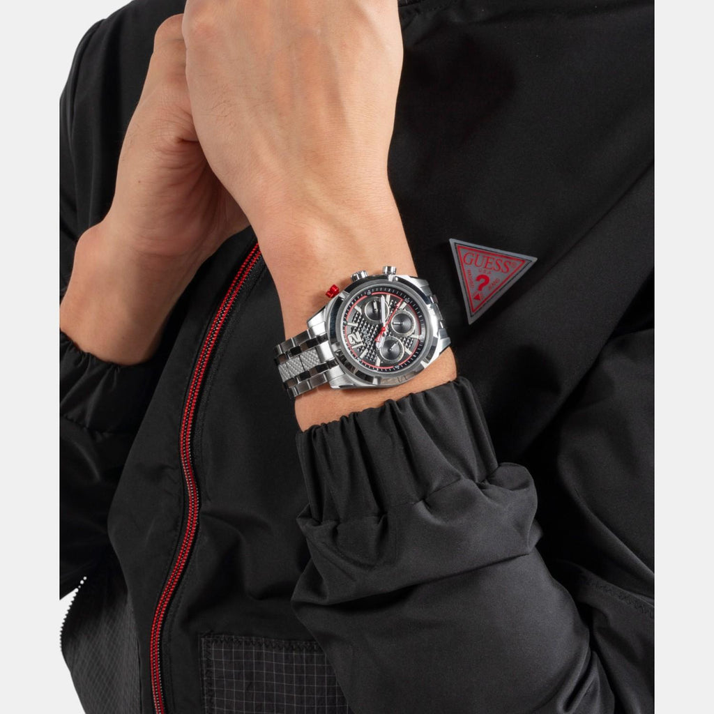 Sport Men Quartz Black Dial Multi-Function Stainless Steel Watch GW0714G1