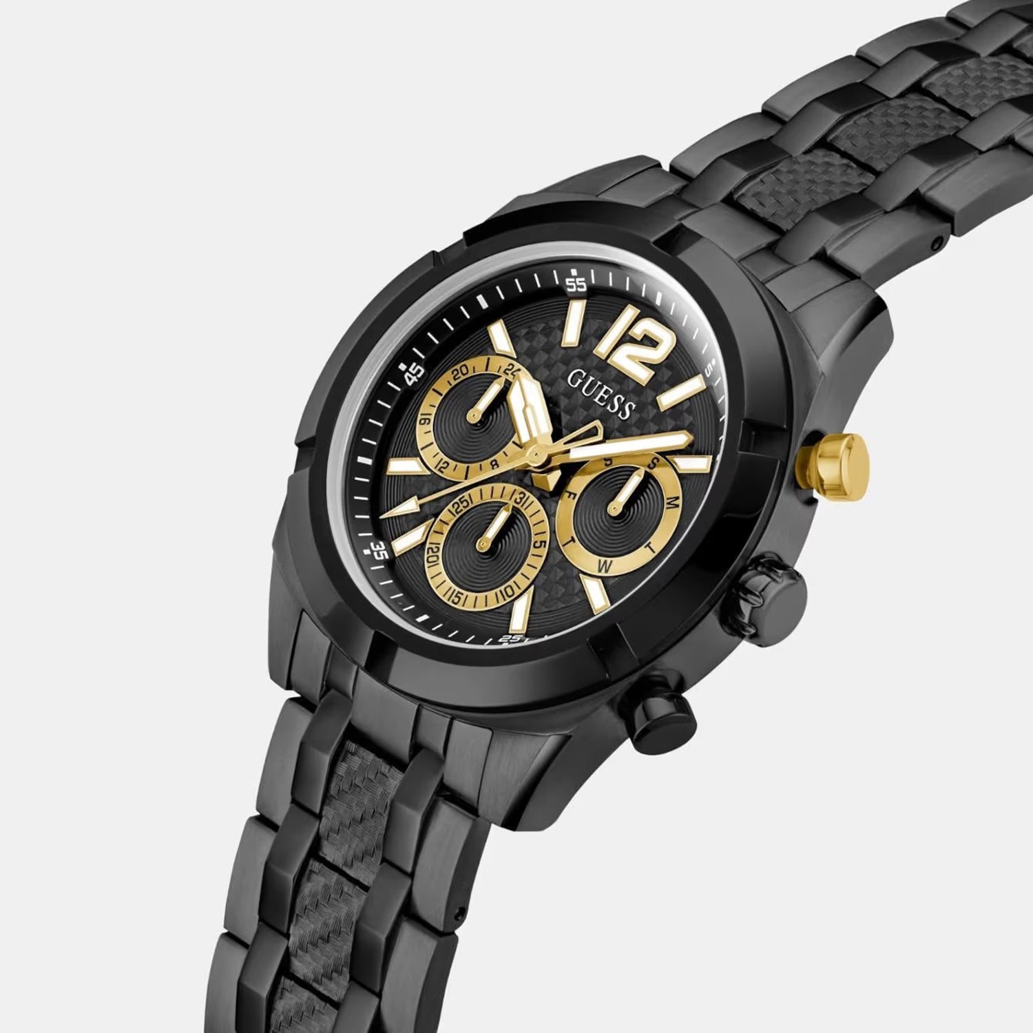Sport Men Quartz Black Dial Multi-Function Stainless Steel Watch GW0714G4