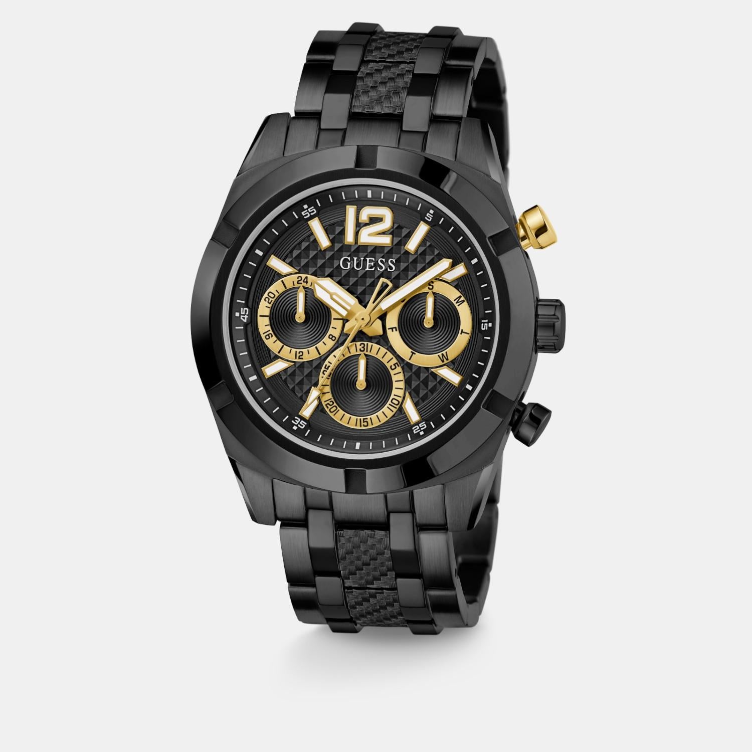 Sport Men Quartz Black Dial Multi-Function Stainless Steel Watch GW0714G4