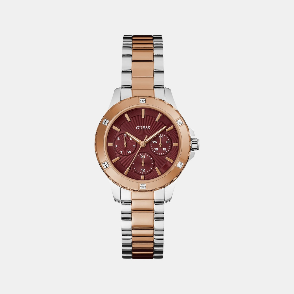 Gs Mist Women Quartz Burgundy Dial Analog Stainless Steel Watch Gw0723L2