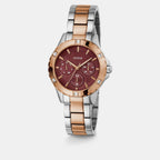 Sport Women Quartz Red Dial Multi-Function Stainless Steel Watch GW0723L2