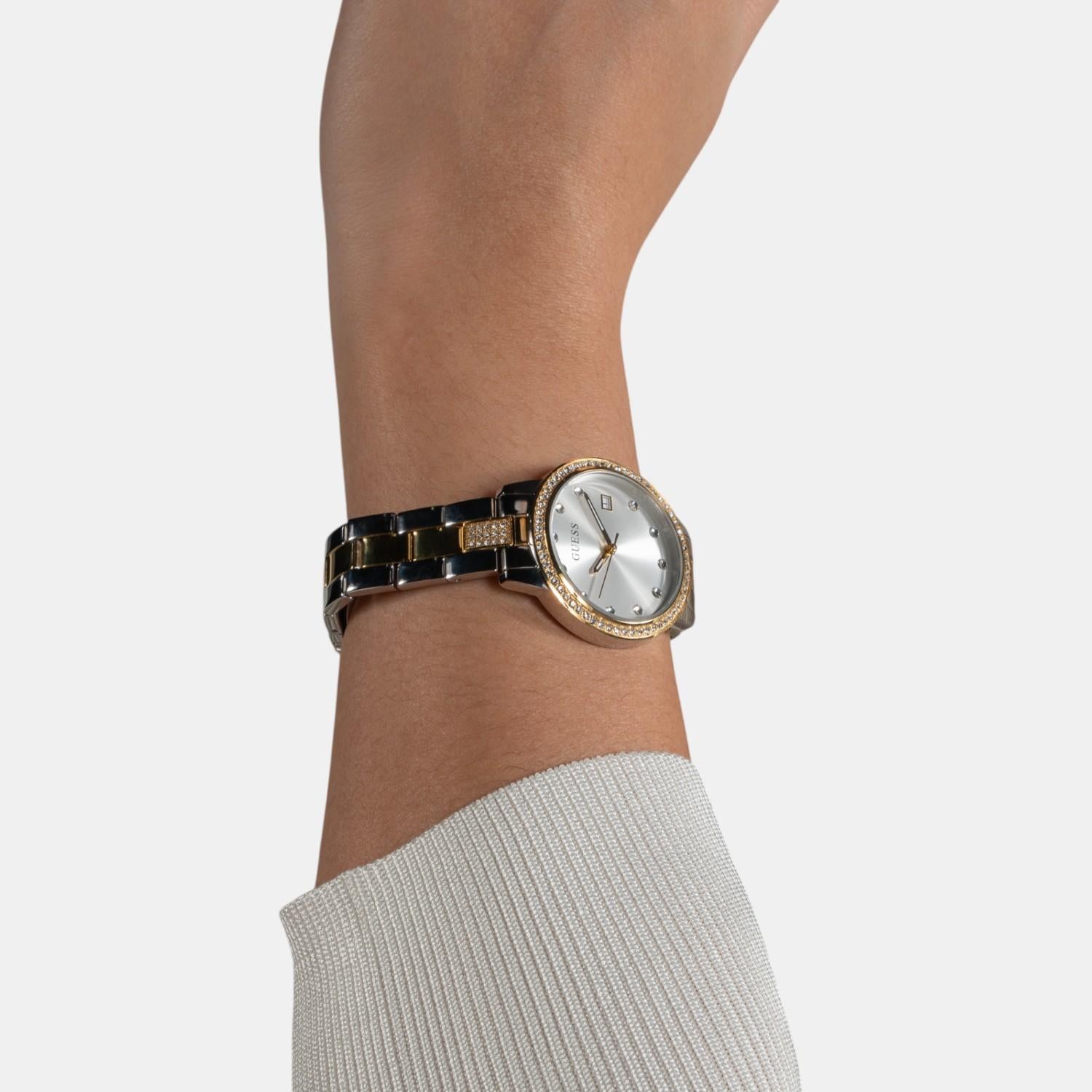 Dress Women Quartz White Dial Analog Stainless Steel Watch GW0725L1