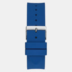 Trend Men Quartz Blue Dial Analog Silicone Watch GW0726G1