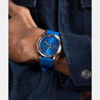 Trend Men Quartz Blue Dial Analog Silicone Watch GW0726G1