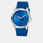 Trend Men Quartz Blue Dial Analog Silicone Watch GW0726G1