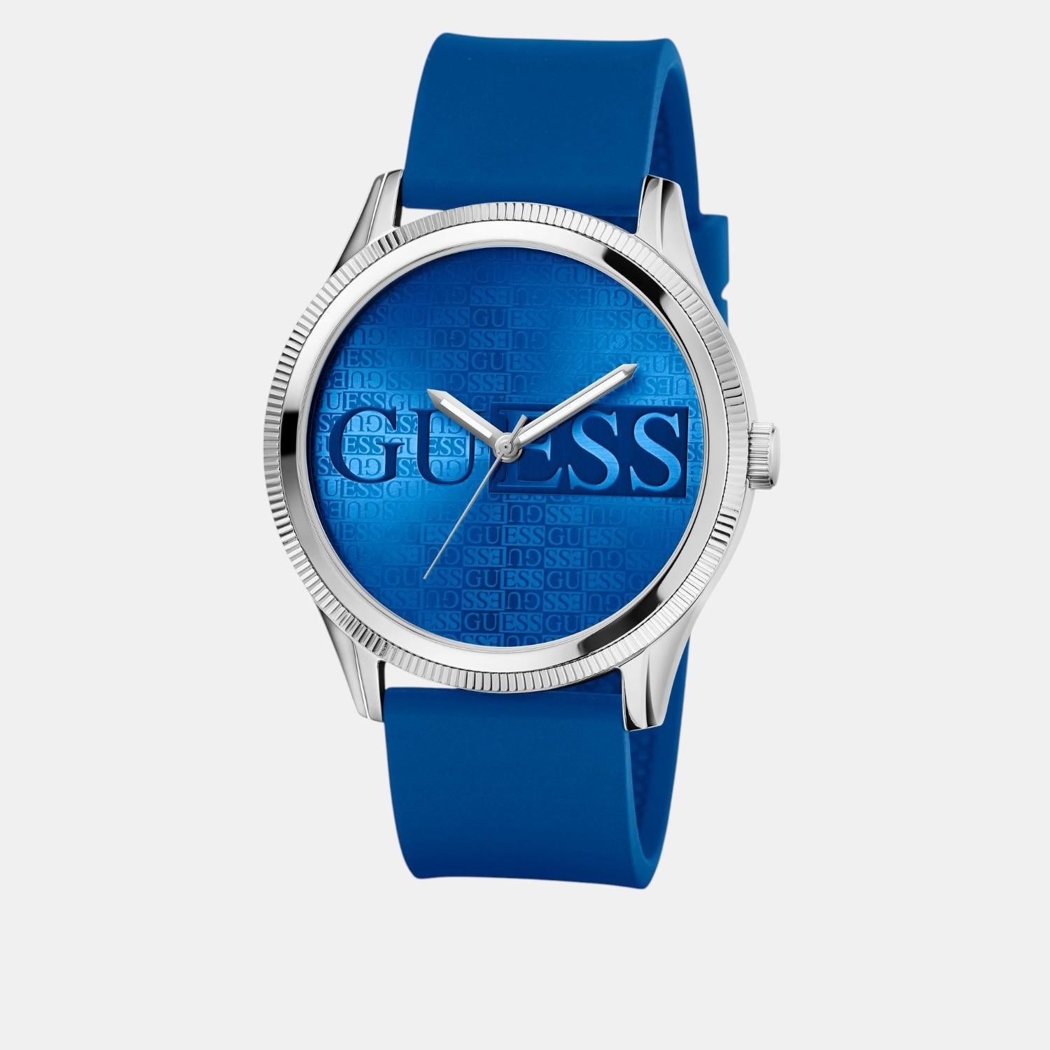 Trend Men Quartz Blue Dial Analog Silicone Watch GW0726G1