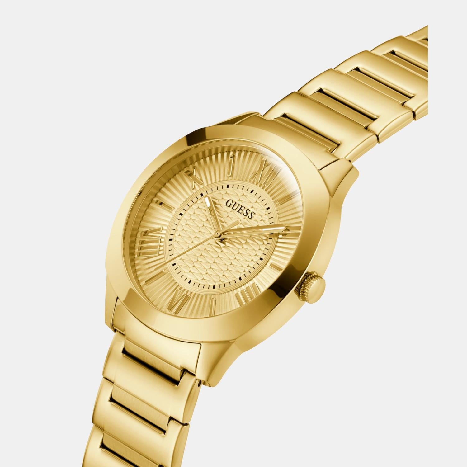 Dress Men Quartz Champagne Dial Analog Stainless Steel Watch GW0727G1