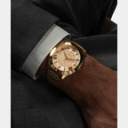 Dress Men Quartz Champagne Dial Analog Stainless Steel Watch GW0727G1